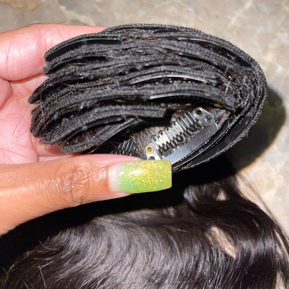 Top Quality Virgin Human Hair Body Wave clip ins hair 16'' - Picture 2 of 4